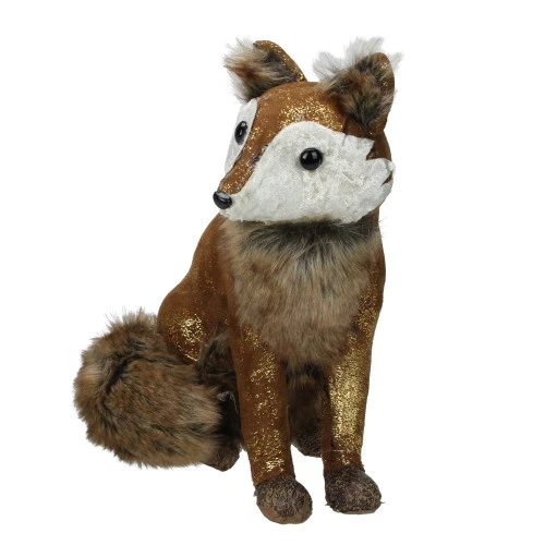 Northlight 10.25" Plush Brown Sitting Fox Figure Animal Decoration 2 Northlight 10.25" Plush Brown Sitting Fox Figure Animal Decoration - Image 2