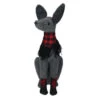 Northlight 14.5” Gray And Red Sitting Dog With Plaid Collar Christmas Decoration