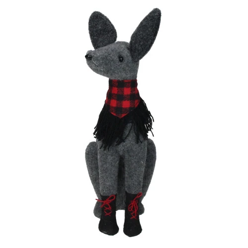 Northlight 14.5” Gray And Red Sitting Dog With Plaid Collar Christmas Decoration 1 Northlight 14.5” Gray And Red Sitting Dog With Plaid Collar Christmas Decoration