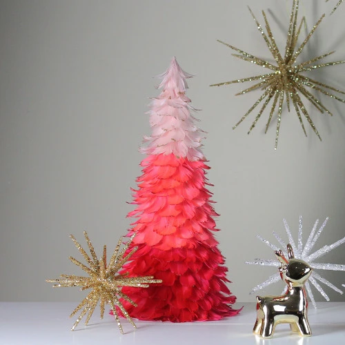 Northlight 18" Pink Ombre Feather Cone Christmas Tree - Unlit 2 Northlight 18" Pink Ombre Feather Cone Christmas Tree - Unlit - Image 2