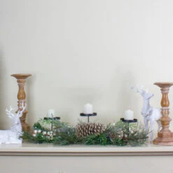 Northlight 24" Long Needle Pine And Berries Christmas Candle Holder -Christmas Decoration Store northlight kji28176 8 21043.1664726381