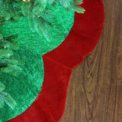 Northlight 60" Metallic Green And Red Trim Scalloped Edge Christmas Tree Skirt -Christmas Decoration Store northlight l00052 3 65765.1599786792
