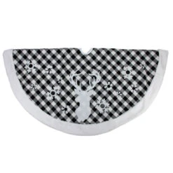 Northlight 48" Black And White Plaid Reindeer Christmas Tree Skirt -Christmas Decoration Store northlight l15306 3 76218.1600478511