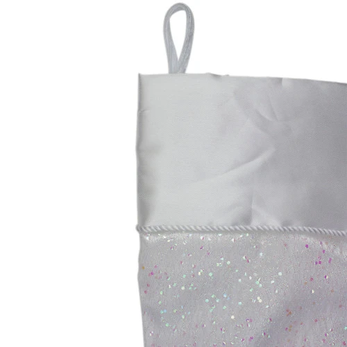 Northlight 22.25" White With Pink Iridescent Glitter Christmas Stocking With Satin Cuff 3 Northlight 22.25" White With Pink Iridescent Glitter Christmas Stocking With Satin Cuff - Image 3