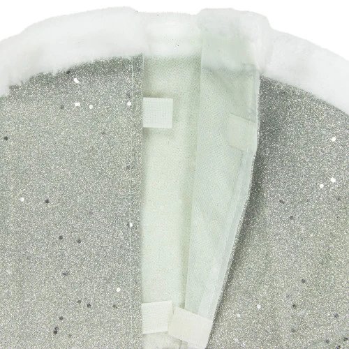 Northlight 20" Silver Glittered Mini Christmas Tree Skirt With White Fur Trim 4 Northlight 20" Silver Glittered Mini Christmas Tree Skirt With White Fur Trim - Image 4