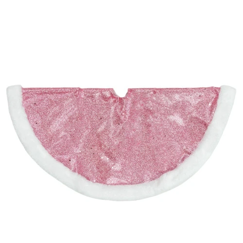 Northlight 20" Pink Glittered Mini Christmas Tree Skirt With White Fur Trim 5 Northlight 20" Pink Glittered Mini Christmas Tree Skirt With White Fur Trim - Image 5