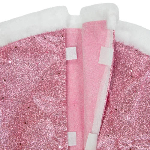 Northlight 20" Pink Glittered Mini Christmas Tree Skirt With White Fur Trim 4 Northlight 20" Pink Glittered Mini Christmas Tree Skirt With White Fur Trim - Image 4