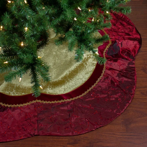 Northlight 60" Red And Gold Scalloped Sequined Christmas Tree Skirt 2 Northlight 60" Red And Gold Scalloped Sequined Christmas Tree Skirt - Image 2
