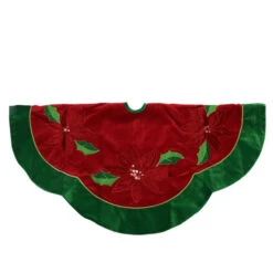 Northlight 48" Red And Green Sequined Poinsettia Christmas Tree Skirt