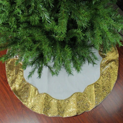 Northlight 48" White And Gold Two Toned Flourish Christmas Tree Skirt 2 Northlight 48" White And Gold Two Toned Flourish Christmas Tree Skirt - Image 2