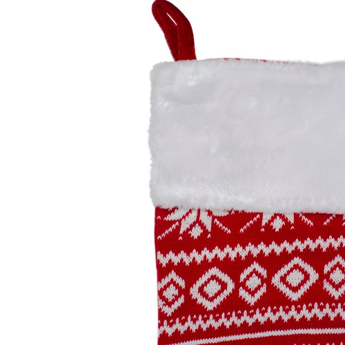 Northlight 22" Red And White Rustic Lodge Knit Christmas Stocking With Cuff 3 Northlight 22" Red And White Rustic Lodge Knit Christmas Stocking With Cuff - Image 3