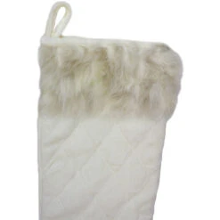 Northlight 20.5" Quilted Cream And Tan Velveteen Christmas Stocking With Faux Fur Cuff -Christmas Decoration Store northlight l85457 1 71594.1588350417