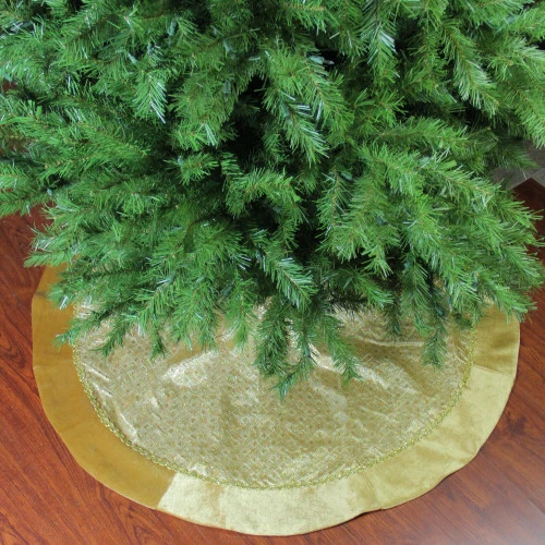 Northlight 48" Gold Glittered Star Christmas Round Tree Skirt 2 Northlight 48" Gold Glittered Star Christmas Round Tree Skirt - Image 2