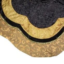 Northlight 48" Black And Gold Velveteen Floral Scallop Christmas Tree Skirt -Christmas Decoration Store northlight l85474 2 55578.1665610739