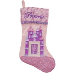 Northlight 20" Pink And Purple Glitter Princess Christmas Stocking