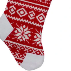 Northlight 21.5" Red And White Knitted Snowflake Christmas Stocking With Fleece Cuff -Christmas Decoration Store northlight l85551 3 06964.1588373641