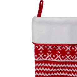 Northlight 21.5" Red And White Knitted Snowflake Christmas Stocking With Fleece Cuff -Christmas Decoration Store northlight l85551 4 34078.1588373642