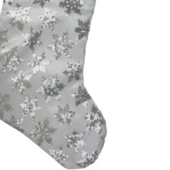 Northlight 19 White And Silver Sequin Snowflake Christmas Stocking -Christmas Decoration Store northlight l85555 2 24214.1588344778