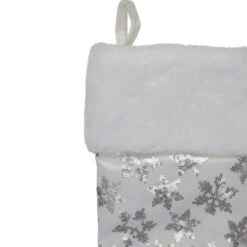 Northlight 19 White And Silver Sequin Snowflake Christmas Stocking -Christmas Decoration Store northlight l85555 3 04554.1588344779