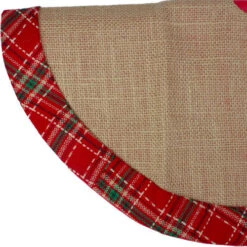 Northlight 20" Rustic Burlap Mini Christmas Tree Skirt With Red Plaid Border -Christmas Decoration Store northlight l85586 3 06089.1665610744
