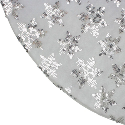 Northlight 20" White And Silver Sequin Snowflake Mini Christmas Tree Skirt 3 Northlight 20" White And Silver Sequin Snowflake Mini Christmas Tree Skirt - Image 3