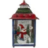Northlight Red, Green And Blue Snowman Christmas Candle Lantern 15"