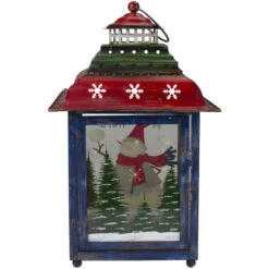 Northlight Red, Green And Blue Snowman Christmas Candle Lantern 15" -Christmas Decoration Store northlight lk27671 updated 03158.1665611930