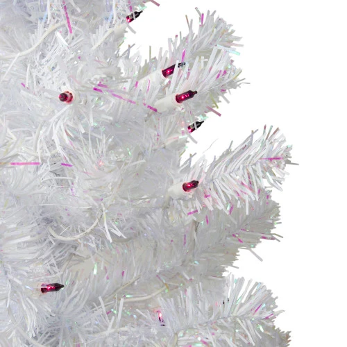 Northlight 3' Pre-Lit White Medium Iridescent Pine Artificial Christmas Tree - Purple Lights 2 Northlight 3' Pre-Lit White Medium Iridescent Pine Artificial Christmas Tree - Purple Lights - Image 2