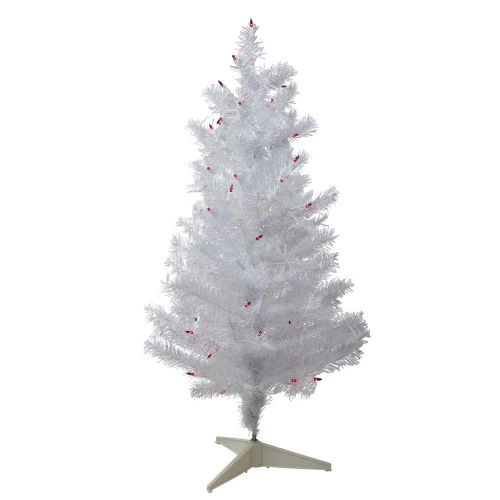 Northlight 3' Pre-Lit White Medium Iridescent Pine Artificial Christmas Tree - Purple Lights 1 Northlight 3' Pre-Lit White Medium Iridescent Pine Artificial Christmas Tree - Purple Lights