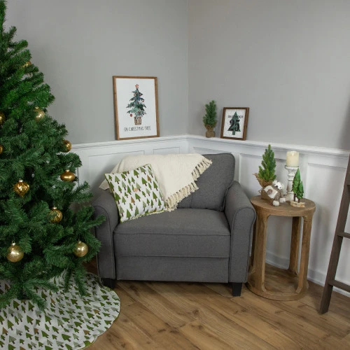 Northlight 48" Cream White And Green Forest Christmas Tree Skirt 2 Northlight 48" Cream White And Green Forest Christmas Tree Skirt - Image 2