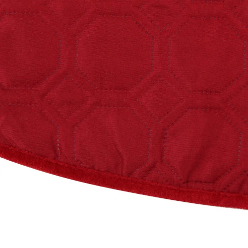 Northlight 48" Red Quilted Christmas Hexagon Tree Skirt With Velvety Trim 4 Northlight 48" Red Quilted Christmas Hexagon Tree Skirt With Velvety Trim - Image 4
