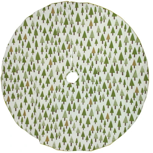 Northlight 48" Cream White And Green Forest Christmas Tree Skirt 1 Northlight 48" Cream White And Green Forest Christmas Tree Skirt