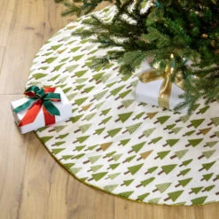 Northlight 48" Cream White And Green Forest Christmas Tree Skirt 8 Northlight 48" Cream White And Green Forest Christmas Tree Skirt -Christmas Decoration Store northlight n02722 styled 30735.1689950126