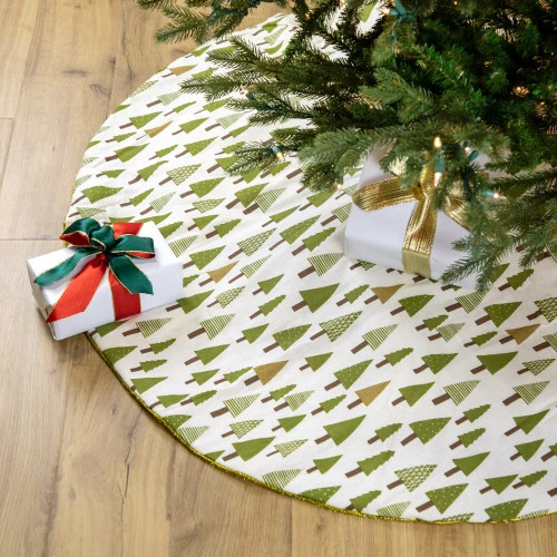 Northlight 48" Cream White And Green Forest Christmas Tree Skirt 3 Northlight 48" Cream White And Green Forest Christmas Tree Skirt - Image 3