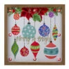 Northlight 11.8" Brown Wooden Frame "Merry & Bright" With Hanging Ornaments And Glitter Christmas Plaque