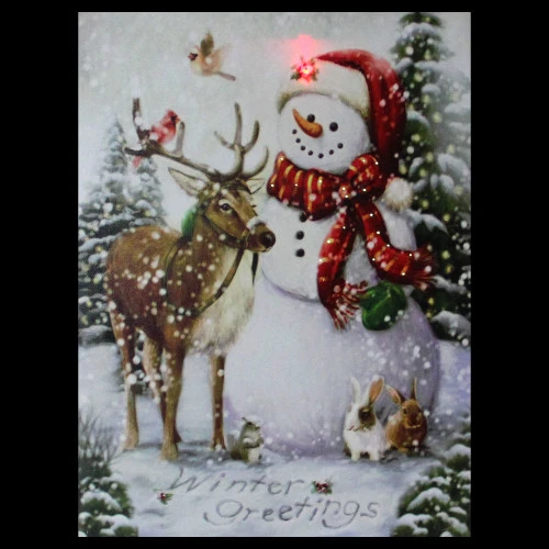 Northlight LED Lighted Snowman And Reindeer Christmas Canvas Wall Art 15.75" X 12" 3 Northlight LED Lighted Snowman And Reindeer Christmas Canvas Wall Art 15.75" X 12" - Image 3