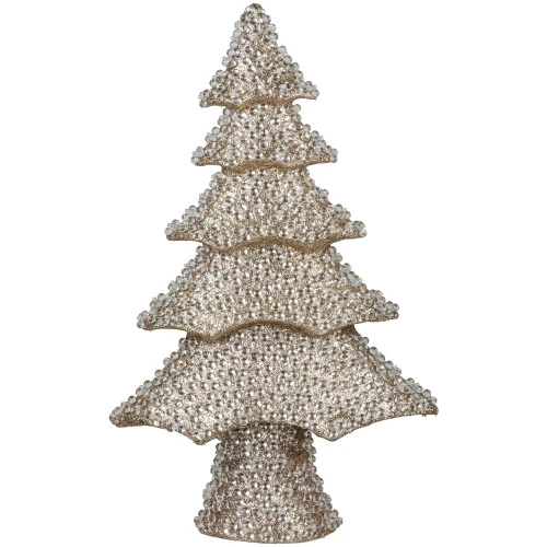 Northlight 20.5" Clear Beads And Gold Glitter Christmas Tree 1 Northlight 20.5" Clear Beads And Gold Glitter Christmas Tree