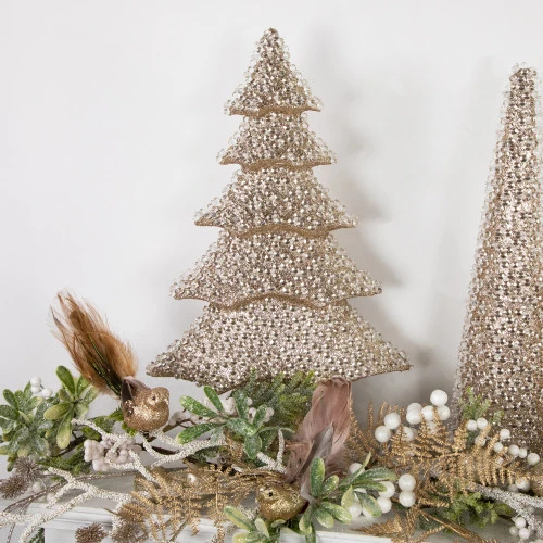 Northlight 20.5" Clear Beads And Gold Glitter Christmas Tree 2 Northlight 20.5" Clear Beads And Gold Glitter Christmas Tree - Image 2