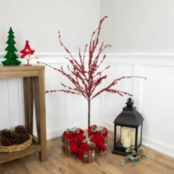 Northlight 50" Artificial Red Berry Christmas Twig Tree With Square Stand, Unlit -Christmas Decoration Store northlight nl00343 styled 28804.1686144238