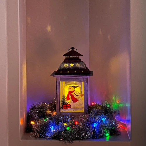 Northlight 14.5" Rustic Red And White Snowman Christmas Scene Candle Lantern 6 Northlight 14.5" Rustic Red And White Snowman Christmas Scene Candle Lantern - Image 6