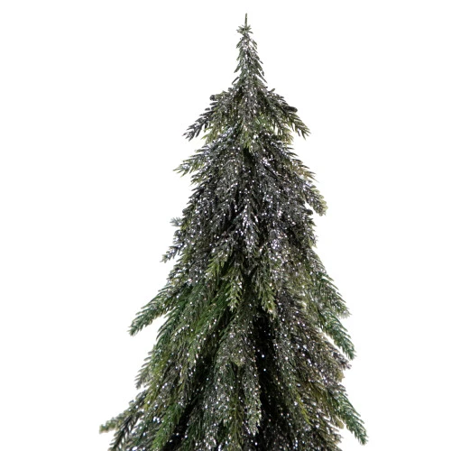 Northlight 20" Downswpt Glittered Pine Tree In Burlap Base - Unlit 3 Northlight 20" Downswpt Glittered Pine Tree In Burlap Base - Unlit - Image 3