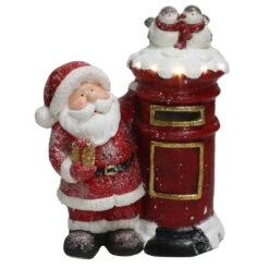 Northlight 15.5" Red And White Lighted Santa Claus Mailing Present Christmas Figurine