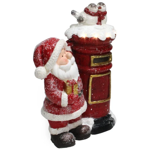Northlight 15.5" Red And White Lighted Santa Claus Mailing Present Christmas Figurine 2 Northlight 15.5" Red And White Lighted Santa Claus Mailing Present Christmas Figurine - Image 2