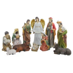 Northlight 11-Piece Green And White Religious Christmas Nativity Figurines Set - 19.5”