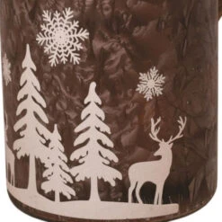 Northlight 12" Brown Winter Scene Christmas Pillar Candle Holder Lantern With Handle -Christmas Decoration Store northlight sd37673 03 68345.1600218892