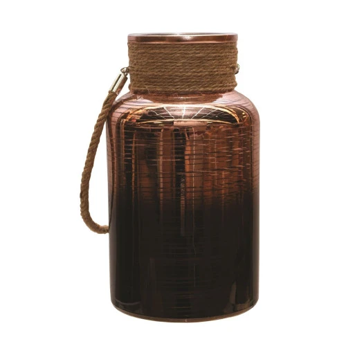 Northlight 10" Copper Brown Circular Pillar Candle Holder Lantern With Handle 2 Northlight 10" Copper Brown Circular Pillar Candle Holder Lantern With Handle - Image 2