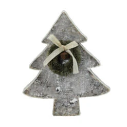 Northlight 12" White And Green Contemporary Tabletop Christmas Tree With Wreath