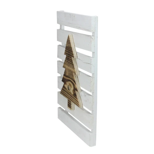 Northlight 15.75" Wood Tree On White Pallet Inspired Frame Christmas Wall Hanging 2 Northlight 15.75" Wood Tree On White Pallet Inspired Frame Christmas Wall Hanging - Image 2