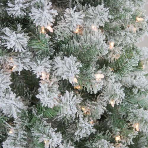 Northlight 4.5' Pre-Lit Medium Flocked Winema Pine Artificial Christmas Tree - Clear Lights 2 Northlight 4.5' Pre-Lit Medium Flocked Winema Pine Artificial Christmas Tree - Clear Lights - Image 2