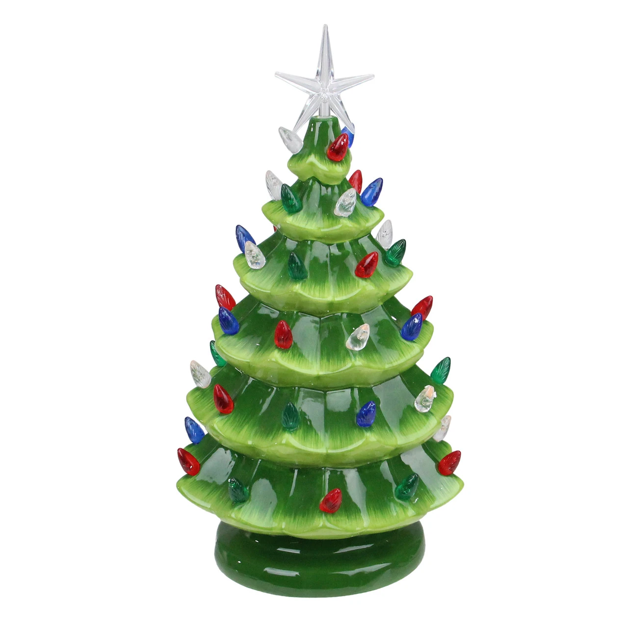 Northlight 12.5" LED Lighted Retro Table Top Christmas Tree With Star Topper 1 Northlight 12.5" LED Lighted Retro Table Top Christmas Tree With Star Topper
